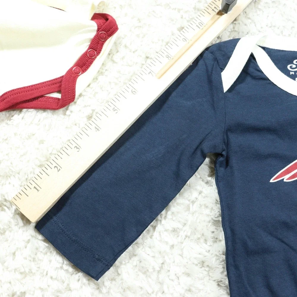 Indian Motorcycle Baby Bodysuit 3-Pack 6-12 Months Long Sleeve Cotton Romper Set